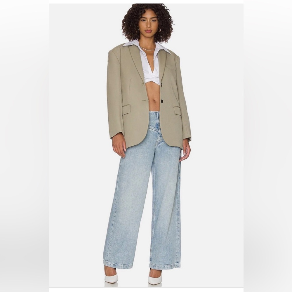 NWOT Free People Light Blue Care FP Super Sweeper Wide Leg Jeans Sz M baggy - Picture 2 of 16